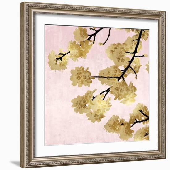 Gold Blossoms on Pink IV-Kate Bennett-Framed Art Print