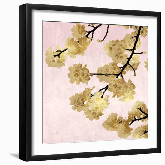 Gold Blossoms on Pink IV-Kate Bennett-Framed Art Print