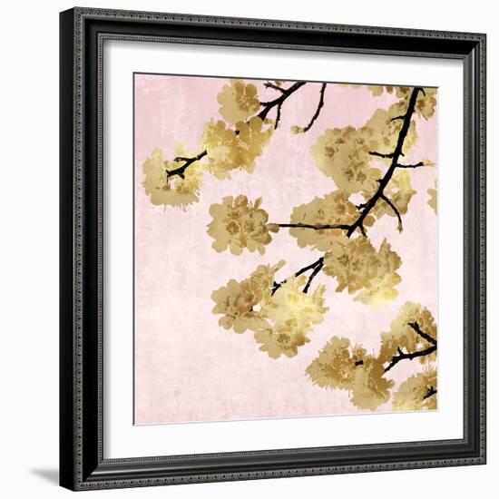 Gold Blossoms on Pink IV-Kate Bennett-Framed Art Print