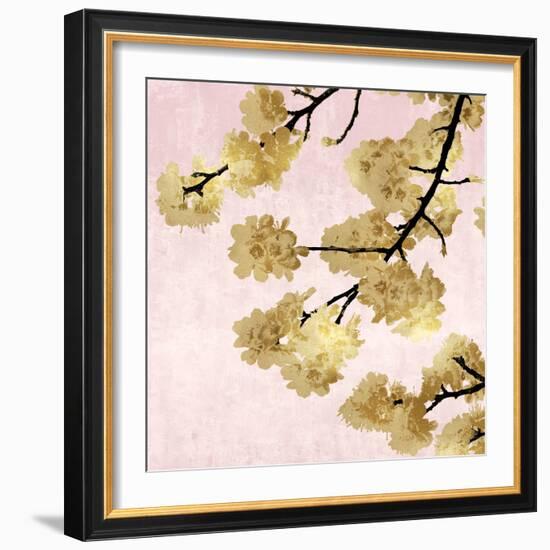 Gold Blossoms on Pink IV-Kate Bennett-Framed Art Print