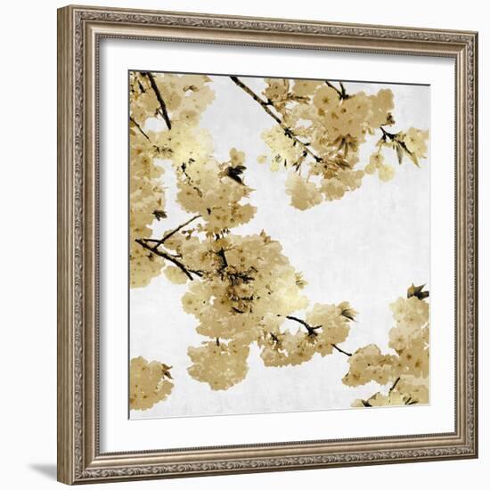 Gold Blossoms on White I-Kate Bennett-Framed Art Print