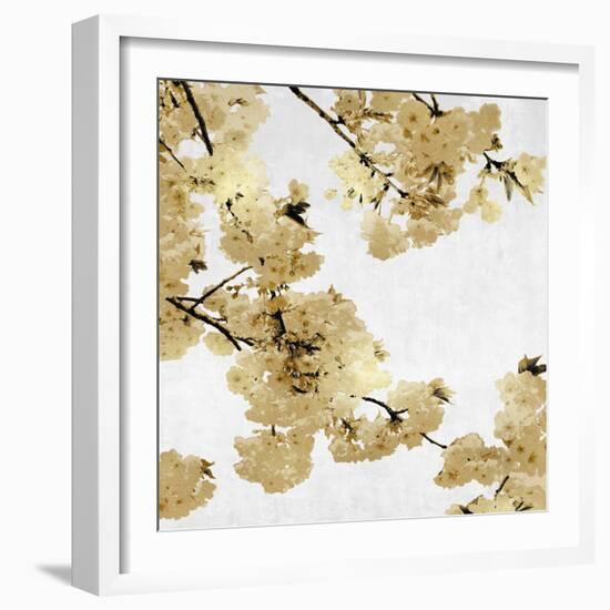 Gold Blossoms on White I-Kate Bennett-Framed Art Print