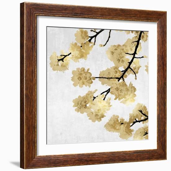 Gold Blossoms on White II-Kate Bennett-Framed Art Print