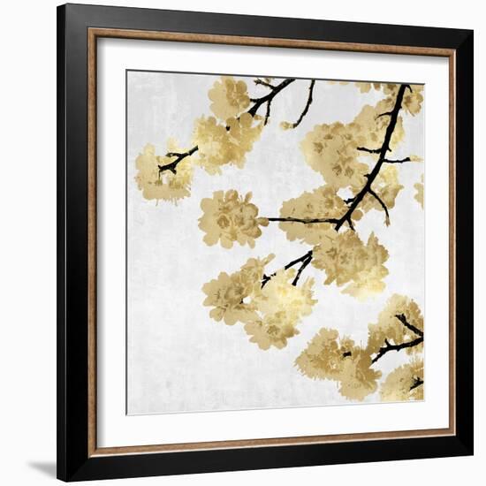 Gold Blossoms on White II-Kate Bennett-Framed Art Print