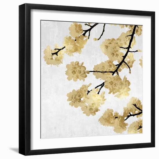 Gold Blossoms on White II-Kate Bennett-Framed Art Print