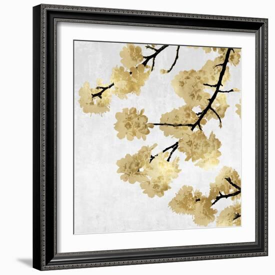 Gold Blossoms on White II-Kate Bennett-Framed Art Print