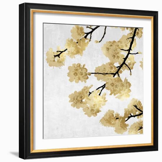 Gold Blossoms on White II-Kate Bennett-Framed Art Print