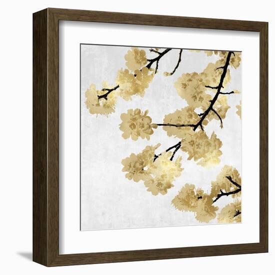 Gold Blossoms on White II-Kate Bennett-Framed Art Print