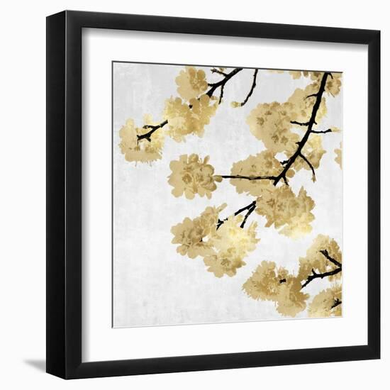 Gold Blossoms on White II-Kate Bennett-Framed Art Print