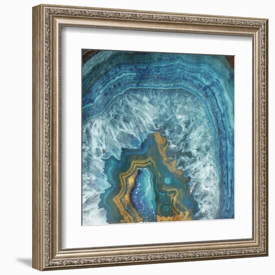 Gold Blue Flow-Jace Grey-Framed Art Print