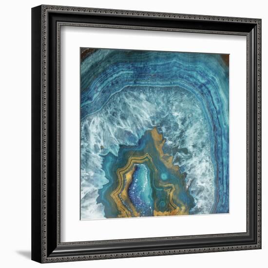 Gold Blue Flow-Jace Grey-Framed Art Print