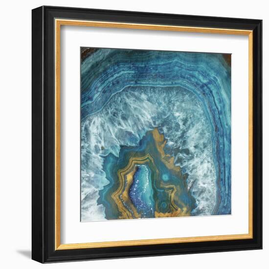 Gold Blue Flow-Jace Grey-Framed Art Print