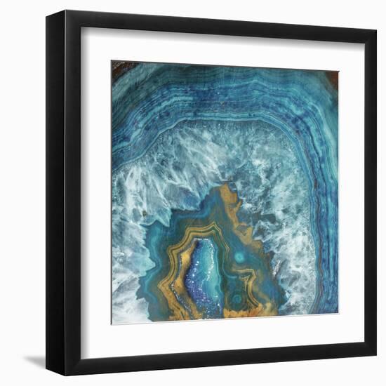 Gold Blue Flow-Jace Grey-Framed Art Print