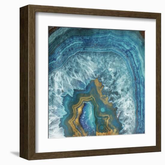 Gold Blue Flow-Jace Grey-Framed Art Print