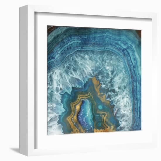 Gold Blue Flow-Jace Grey-Framed Art Print