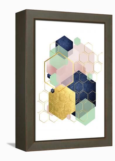 Gold Blush Navy Mint Hexagonal-Urban Epiphany-Framed Stretched Canvas