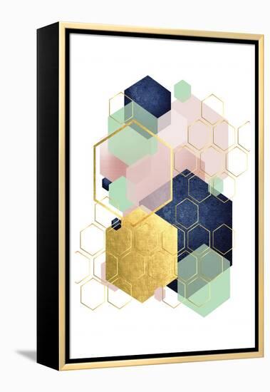 Gold Blush Navy Mint Hexagonal-Urban Epiphany-Framed Stretched Canvas