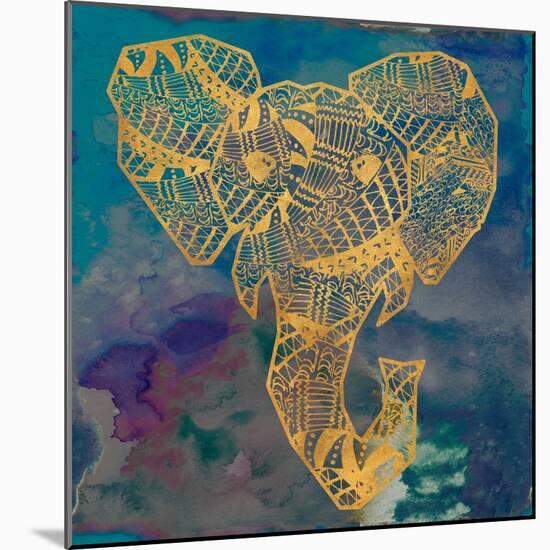 Gold Boho Elephant-Nola James-Mounted Art Print