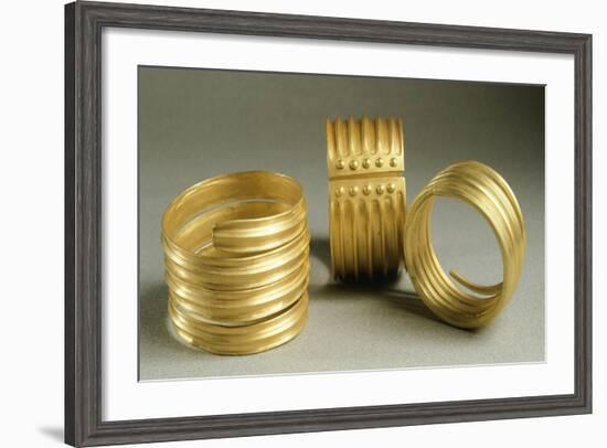 Gold Bracelets from Metal Age, from Hinova Treasure, Romania-null-Framed Giclee Print