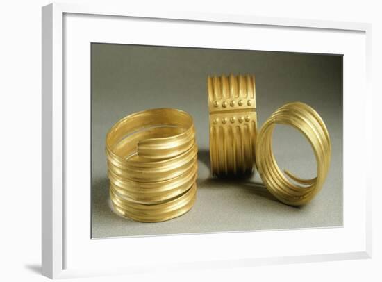 Gold Bracelets from Metal Age, from Hinova Treasure, Romania-null-Framed Giclee Print