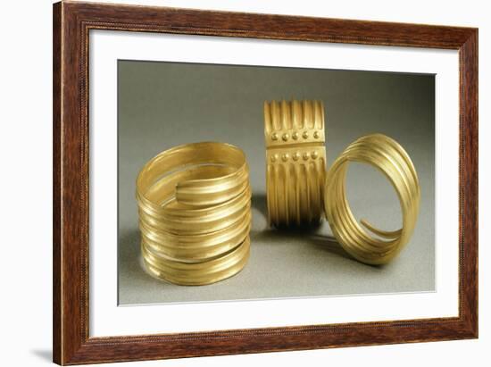 Gold Bracelets from Metal Age, from Hinova Treasure, Romania-null-Framed Giclee Print