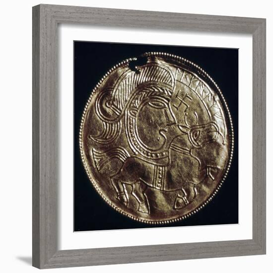 Gold bracteate, Germanic Iron Age, Denmark, c500. Artist: Unknown-Unknown-Framed Giclee Print