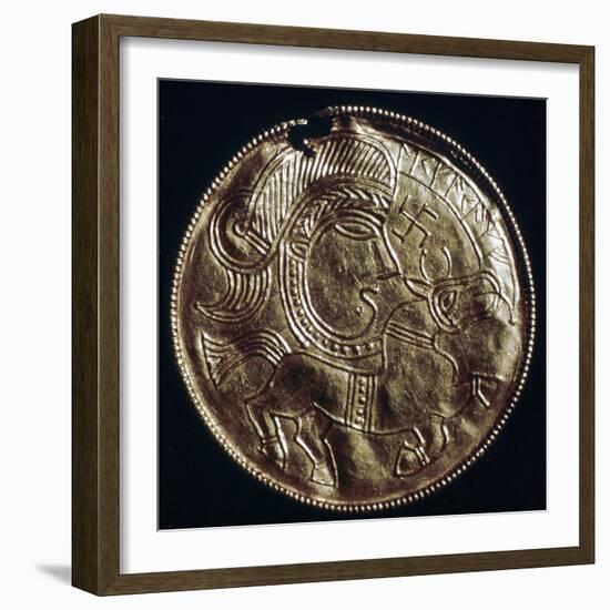 Gold bracteate, Germanic Iron Age, Denmark, c500. Artist: Unknown-Unknown-Framed Giclee Print