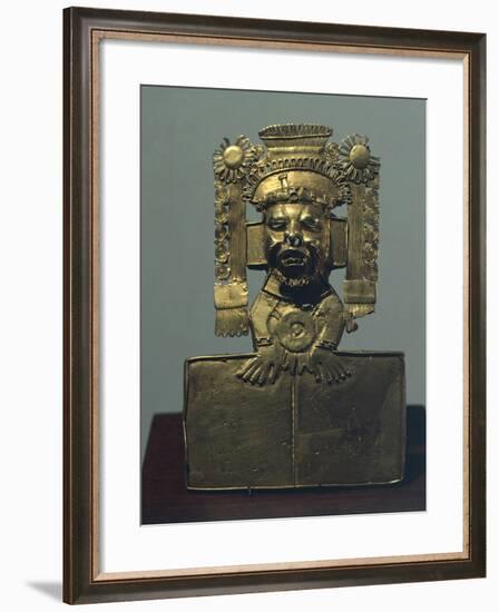 Gold Breastplate Depicting the God Xiuhtecuhtli. Artifact Originating from Zaachila-null-Framed Giclee Print