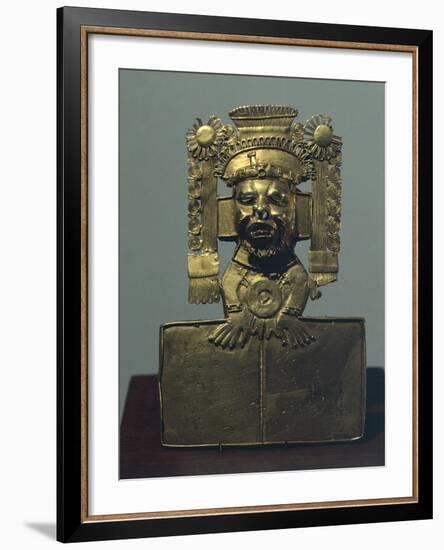 Gold Breastplate Depicting the God Xiuhtecuhtli. Artifact Originating from Zaachila-null-Framed Giclee Print