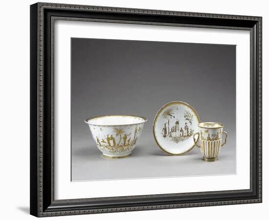 Gold Chinoiserie Decorated Cup, Saucer and Small Cup, Porcelain-null-Framed Giclee Print