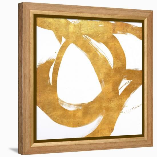 Gold Circular Strokes I-Megan Morris-Framed Stretched Canvas