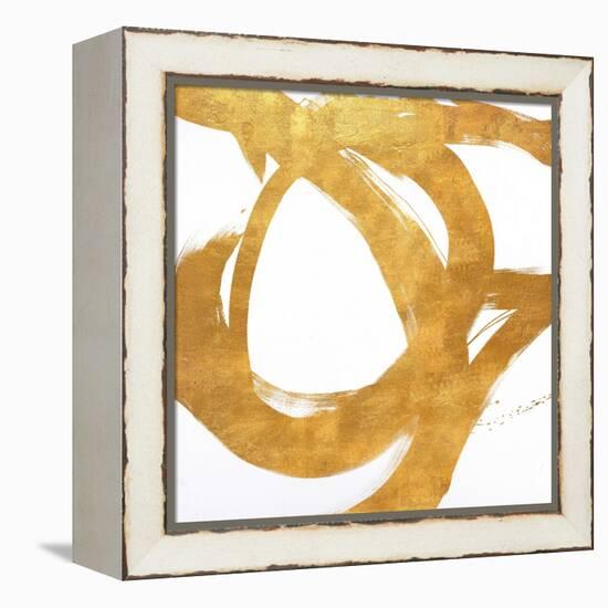 Gold Circular Strokes I-Megan Morris-Framed Stretched Canvas