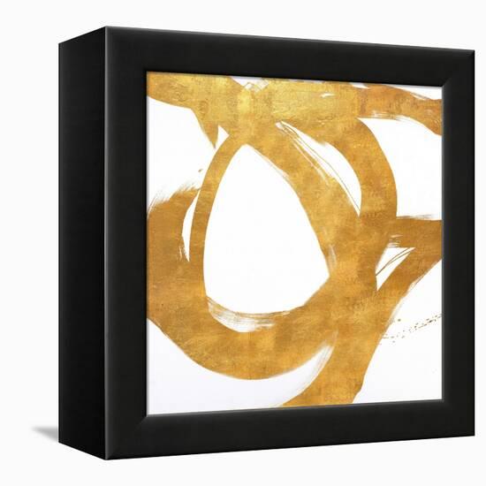 Gold Circular Strokes I-Megan Morris-Framed Stretched Canvas