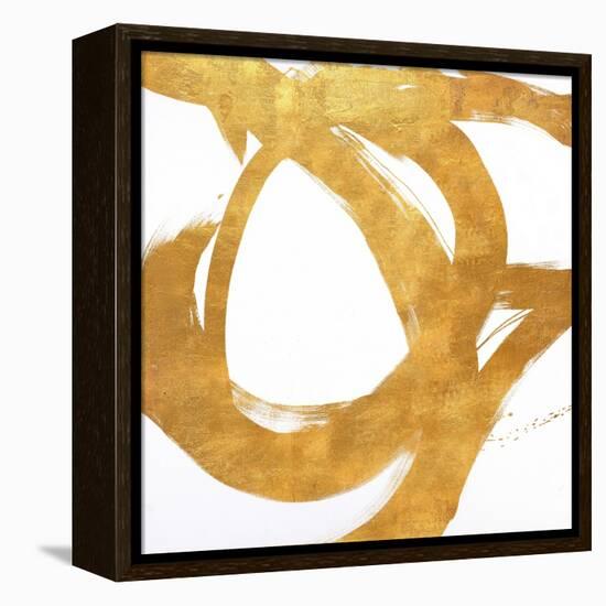 Gold Circular Strokes I-Megan Morris-Framed Stretched Canvas