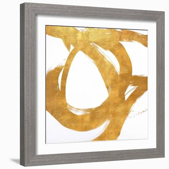 Gold Circular Strokes I-Megan Morris-Framed Premium Giclee Print