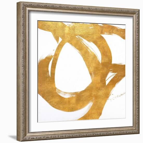 Gold Circular Strokes I-Megan Morris-Framed Art Print