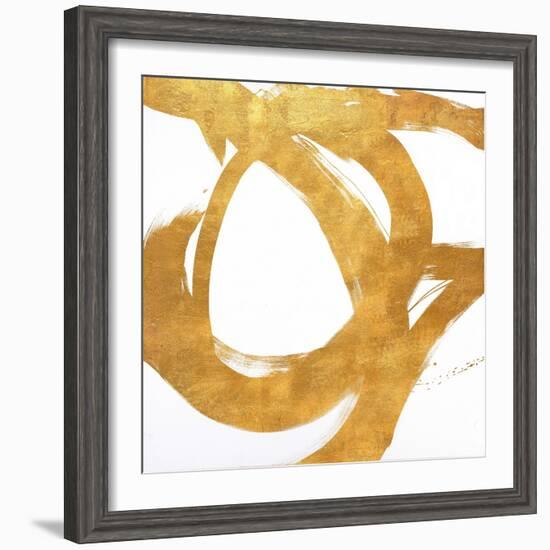 Gold Circular Strokes I-Megan Morris-Framed Art Print