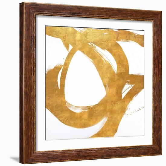 Gold Circular Strokes I-Megan Morris-Framed Art Print