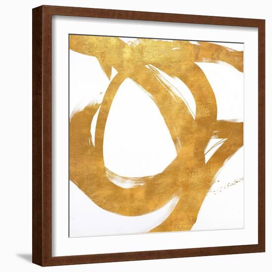 Gold Circular Strokes I-Megan Morris-Framed Art Print