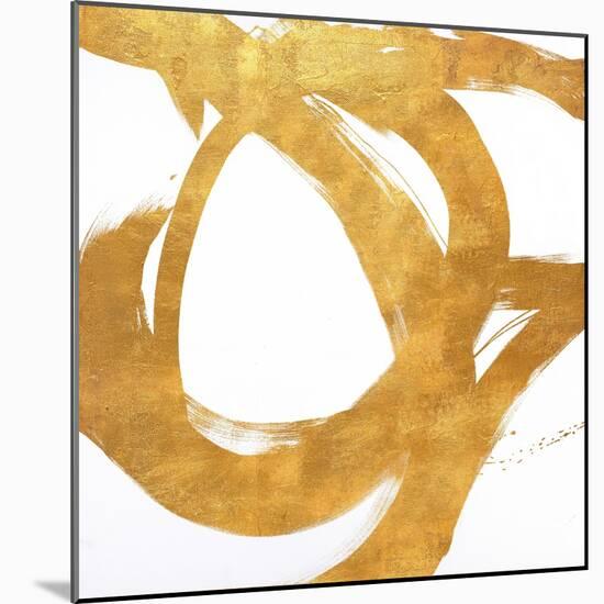 Gold Circular Strokes I-Megan Morris-Mounted Art Print