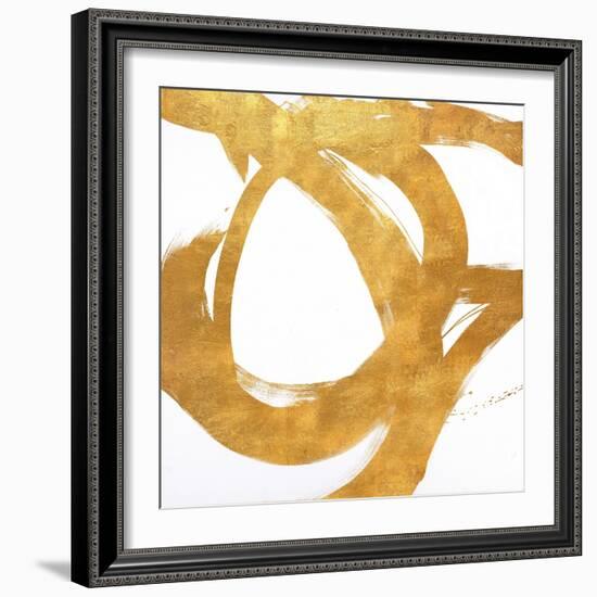 Gold Circular Strokes I-Megan Morris-Framed Art Print