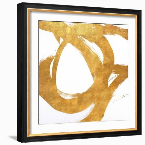 Gold Circular Strokes I-Megan Morris-Framed Art Print