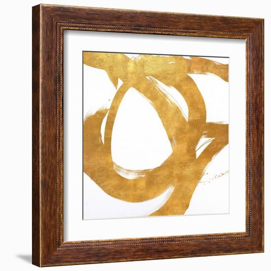 Gold Circular Strokes I-Megan Morris-Framed Art Print