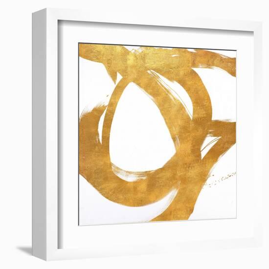 Gold Circular Strokes I-Megan Morris-Framed Art Print