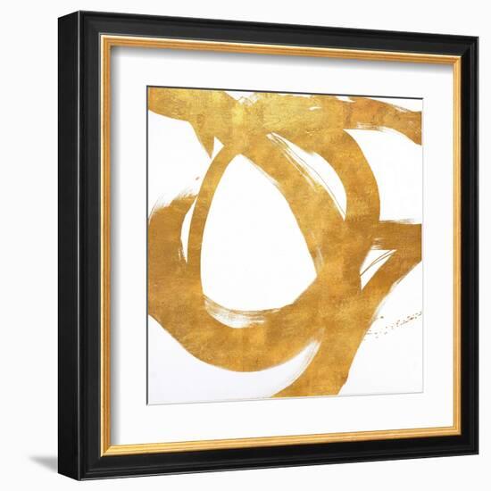 Gold Circular Strokes I-Megan Morris-Framed Art Print