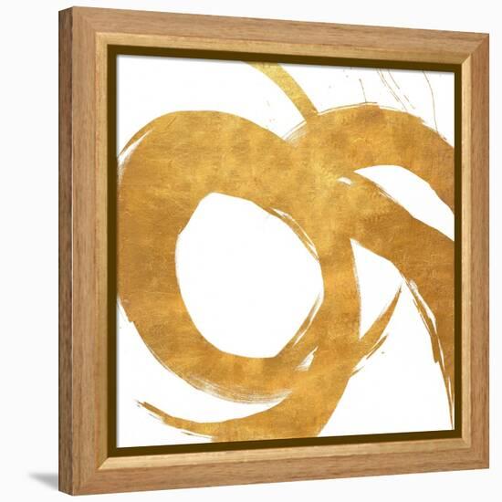 Gold Circular Strokes II-Megan Morris-Framed Stretched Canvas