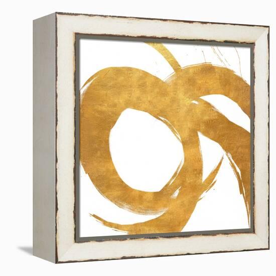 Gold Circular Strokes II-Megan Morris-Framed Stretched Canvas