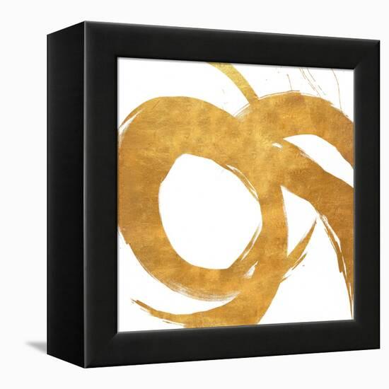 Gold Circular Strokes II-Megan Morris-Framed Stretched Canvas