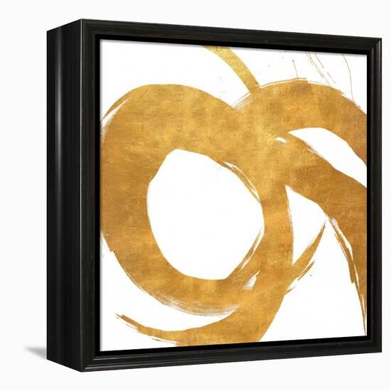 Gold Circular Strokes II-Megan Morris-Framed Stretched Canvas