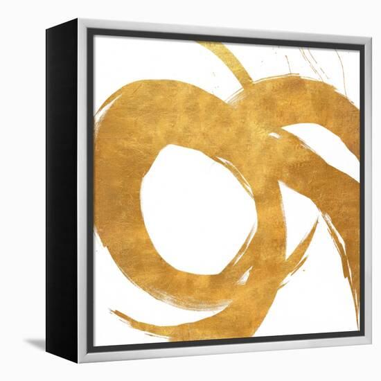 Gold Circular Strokes II-Megan Morris-Framed Stretched Canvas